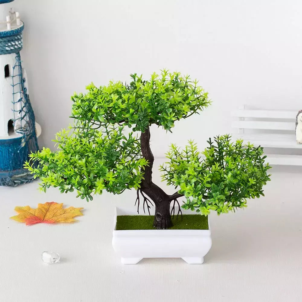 Plantas de plástico artificiais bonsai pequeno vaso de árvore planta falsa vaso de flores arranjo de jardim ornamentos quarto decoração de mesa de casa
