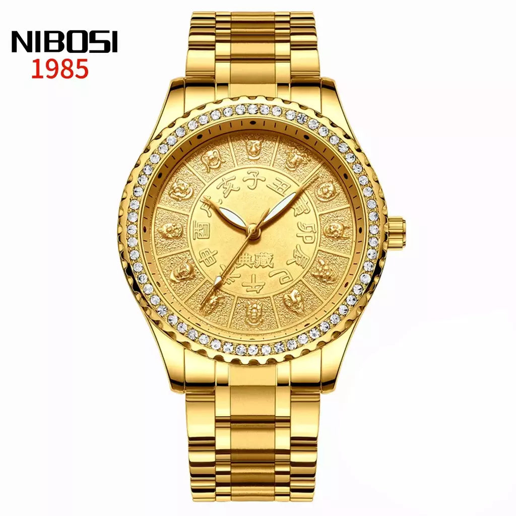 Nibosi moda masculina relógios de aço inoxidável quartzo cronógrafo relógio à prova dwaterproof água marca luxo relógio para homem relogio masculino