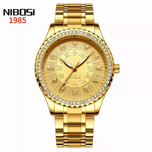 Nibosi moda masculina relógios de aço inoxidável quartzo cronógrafo relógio à prova dwaterproof água marca luxo relógio para homem relogio masculino