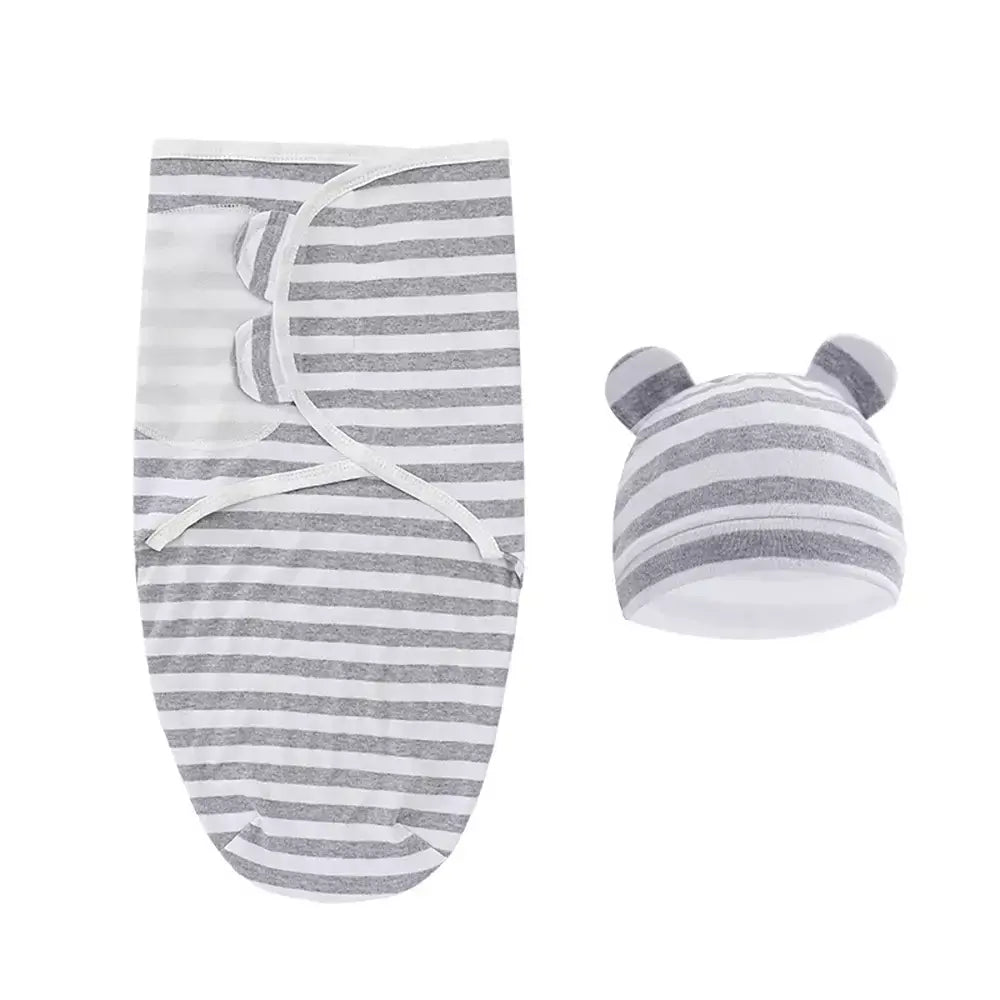 0-3 meses bebê recém-nascido saco de dormir com chapéu conjunto ajustável bebê swaddle cobertor verão fino respirável algodão macio meninos meninas