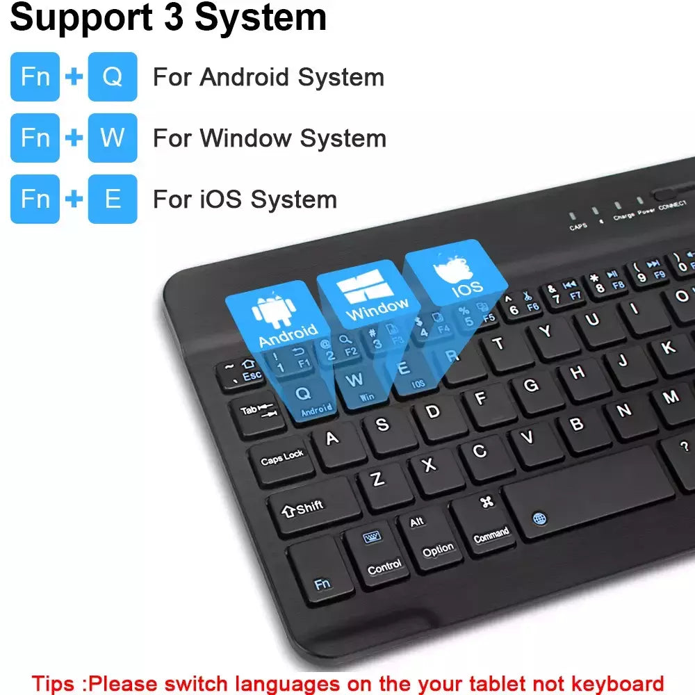 Mini teclado sem fio do bluetooth, recarregável, para o portátil, tabuleta, telefone, ipad, andróide, ios, janelas