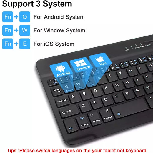 Mini teclado sem fio do bluetooth, recarregável, para o portátil, tabuleta, telefone, ipad, andróide, ios, janelas