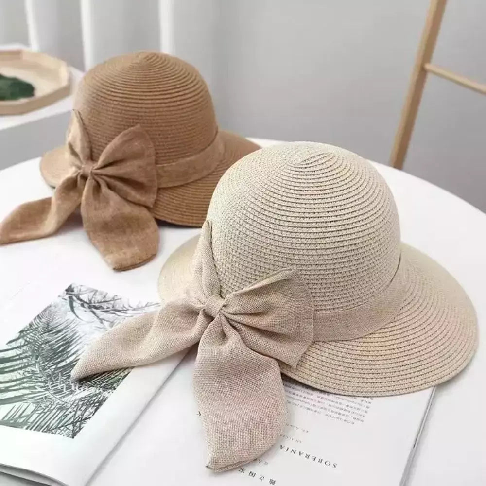 Casual palha chapéu com aba larga para as mulheres, respirável praia chapéu com proteção uv, verão
