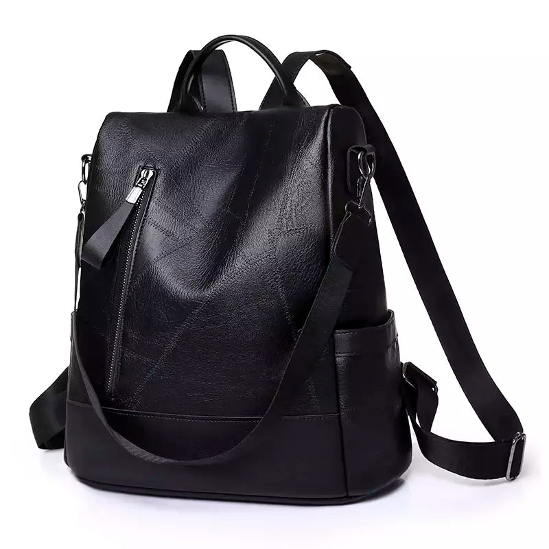 Bolsa de ombro antiroubo de couro macia para mulheres, mochila de moda simples, designer de grande capacidade, alta qualidade, nova, 2023