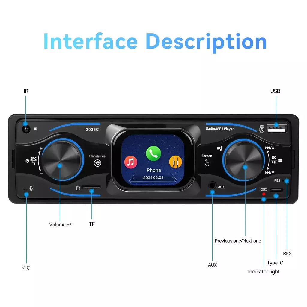 Rádio do carro mp3 bluetooth6.0 player 1din 2.17 Polegada bt chamada universal tela de toque fm tf cartão aux usb multimídia carro player