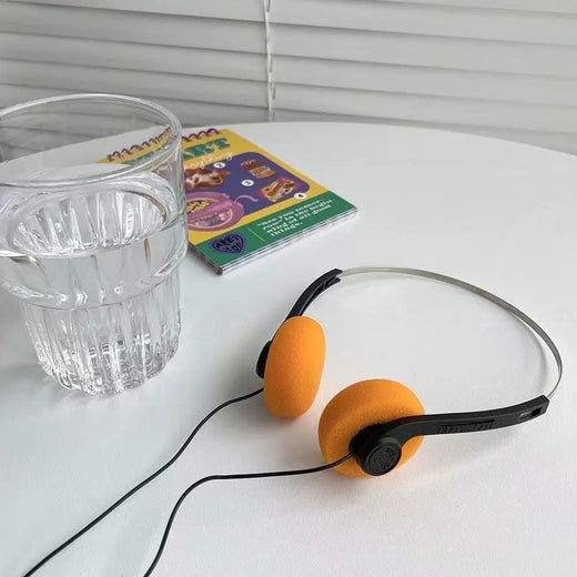Portátil sobre a orelha underwire fone de ouvido vintage com fio retro sentimentos fone de ouvido 3.5mm 80s 90s música mp3
