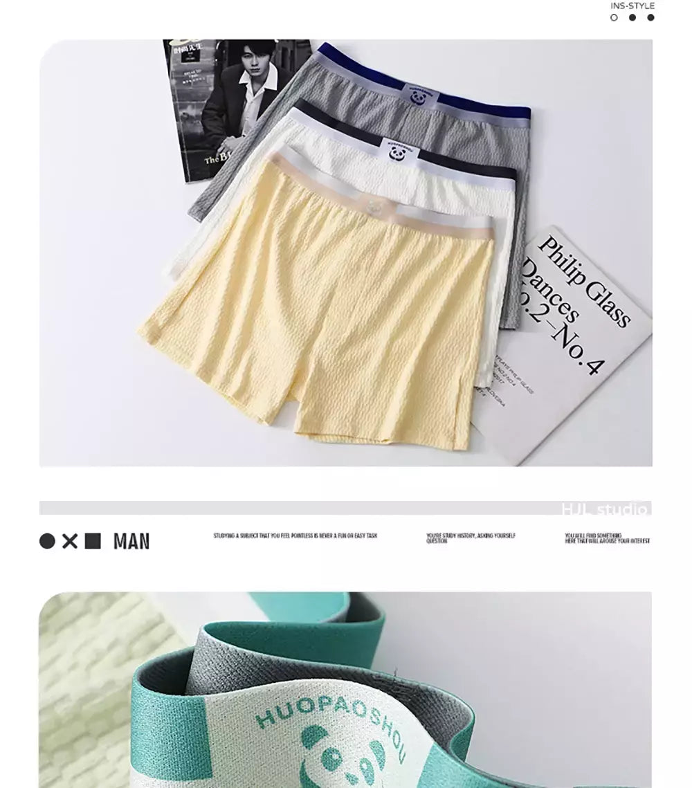100% algodão macio solto respirável roupa interior masculina moda panda impressão sólida malha pj calças cintura alta elástica pijamas boxers