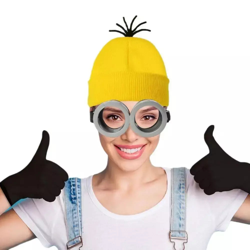 Disfraz miniso cosplay traje disfarce adulto cintas óculos amarelo gorro saia luvas halloween carnaval traje acessórios