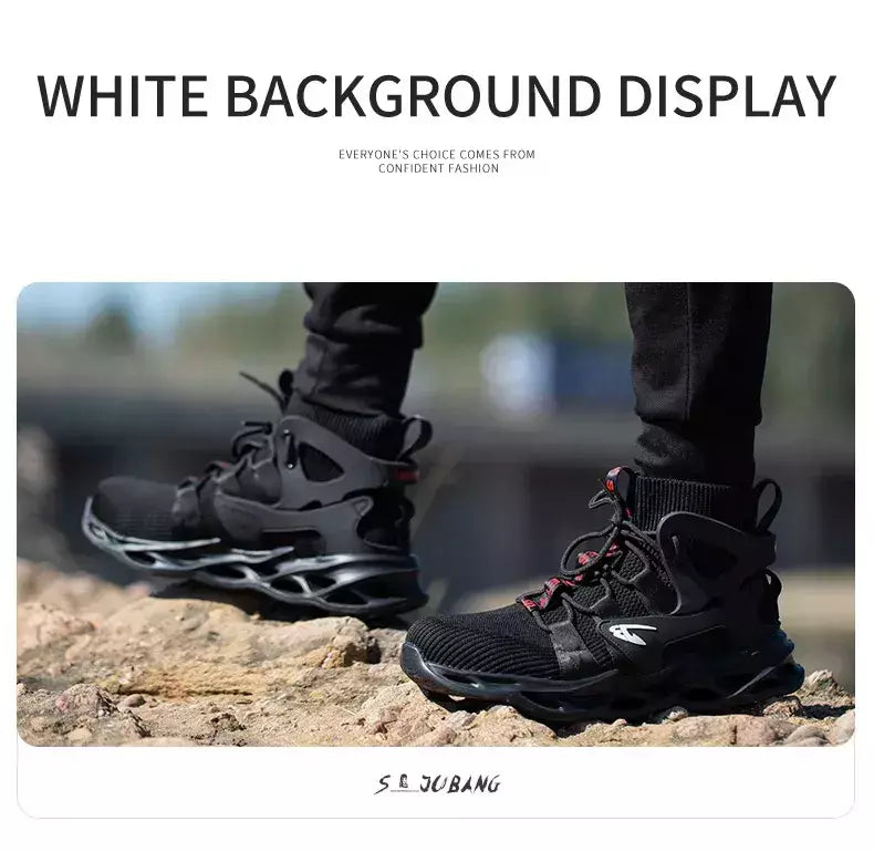 Tênis masculinos leves à prova de punção, sapatos de aço, botas indestrutíveis