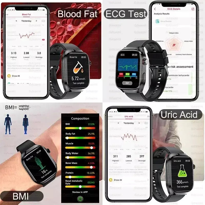 Xiaomi pressão arterial ácido úrico gordura corporal smartwatch micro exame físico órgão saúde relógios bluetooth chamada relógio inteligente