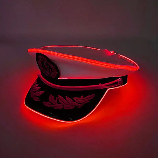Branco trigo adulto iate barco capitão chapéu militar led luminoso boné da marinha festa de dança do dia das bruxas cosplay vestido traje chapéu