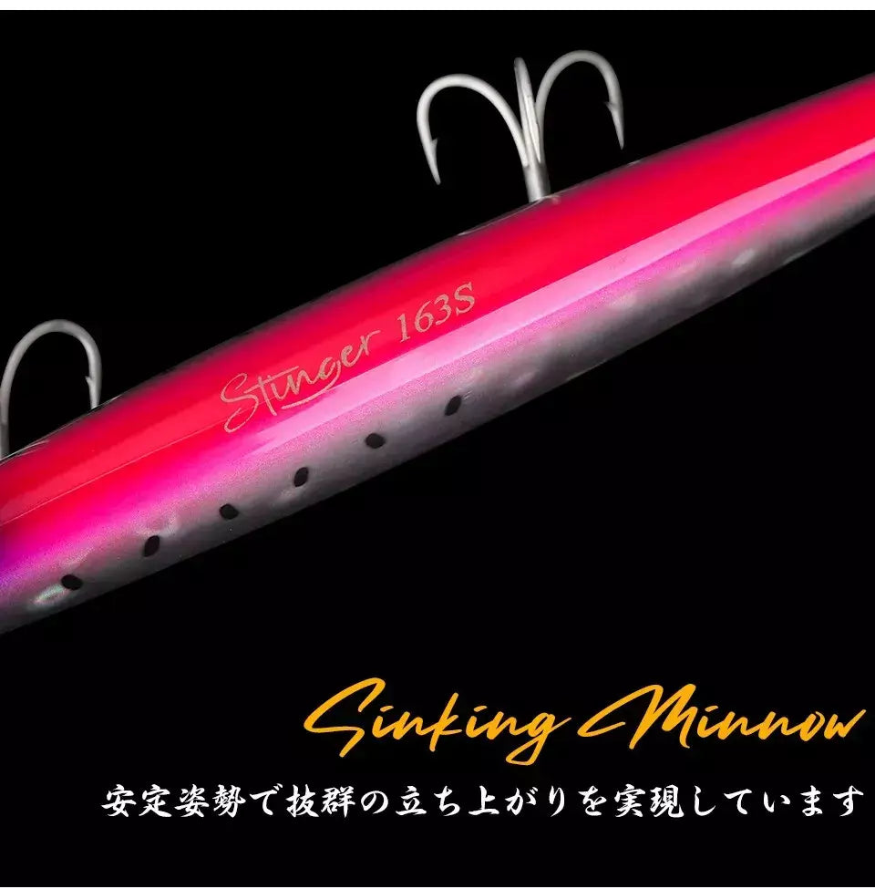 TSURIKNOYA-STINGER 163S-Ultra Long Casting Saltwater Sinking Minnow, Iscas de Pesca, Iscas Artificiais Duras para Robalo, 163mm, 34.2g