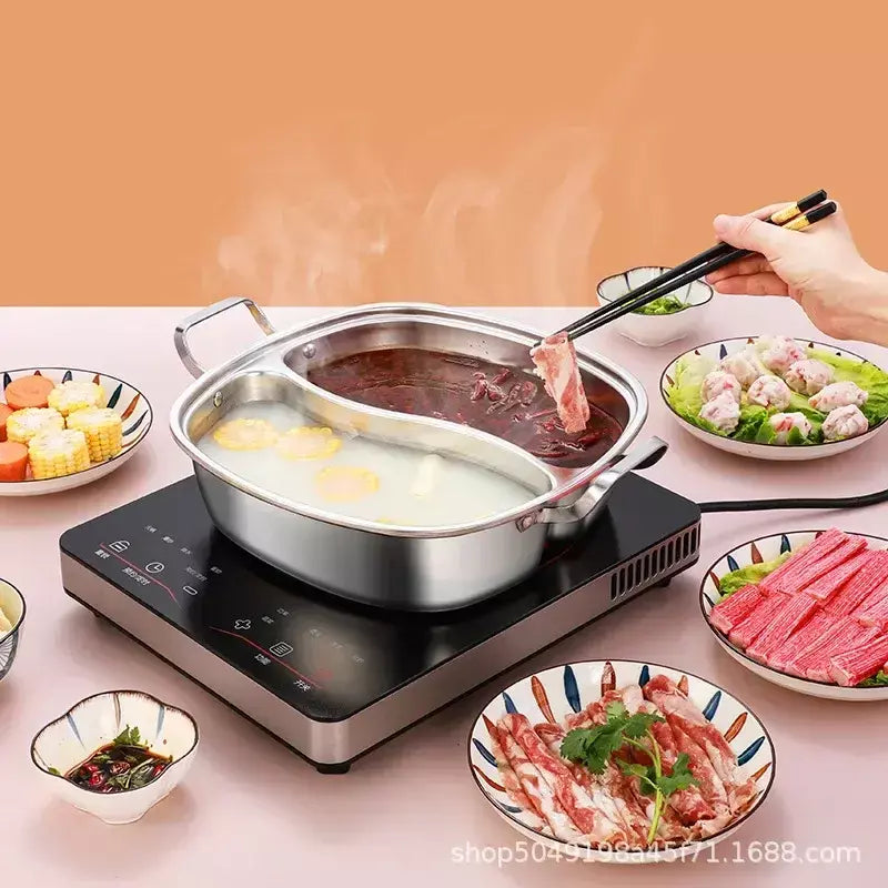 Panela elétrica quadrada integrada de aço inoxidável para uso doméstico e comercial especializada panela quente para panela quente estilo chinês