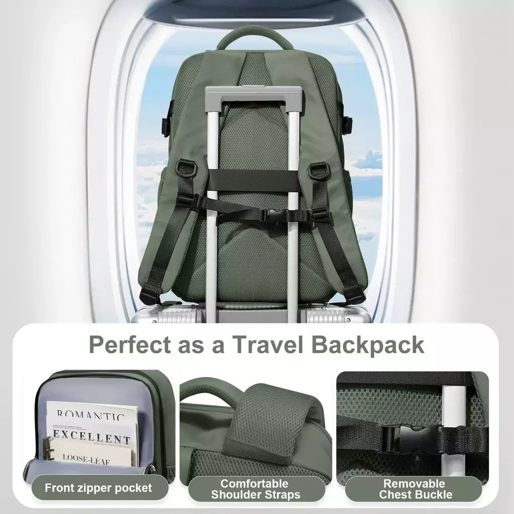 Mochila de Viagem de Avião de Grande Capacidade, Laptop para Mulheres e Homens, Easy jet Carry on Trolly Bag, Casual, 45x36x20