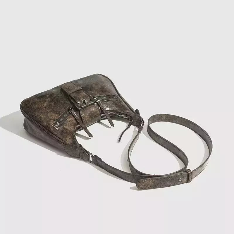 Bolsas de ombro de couro PU para mulheres, design de cinto retrô bolsas vintage pequenas femininas, bolsa transversal axilar, bolsas da moda, Y2K, 2024