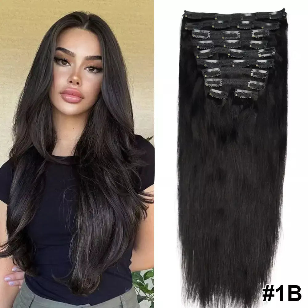 Doreen 160g 200g 240g série de volume máquina brasileira remy clipe reto em extensões de cabelo humano cabeça cheia 10 pçs 16 a 24 Polegada