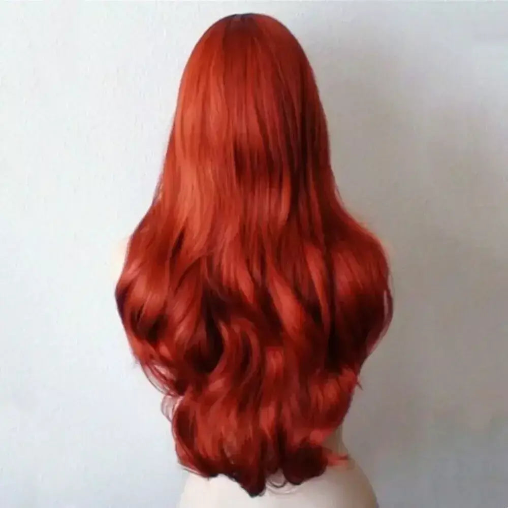 Perucas femininas onduladas vermelhas de cobre Jessica Rabbit longo encaracolado peruca cosplay de cabelo feminino