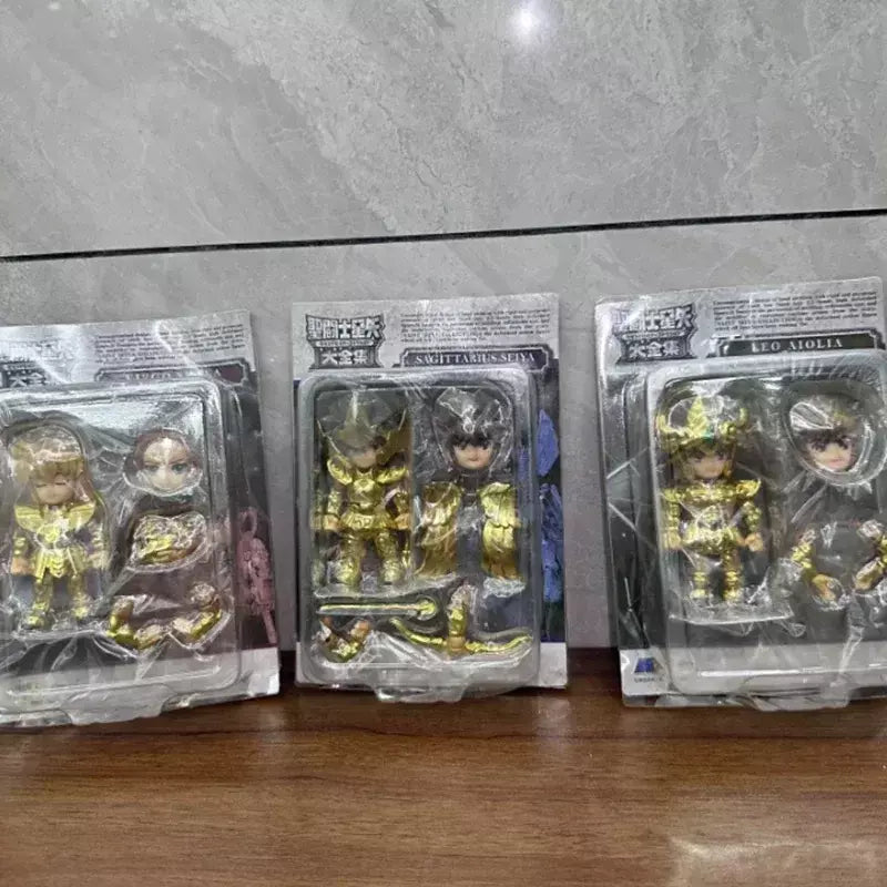 Em estoque versão q de saint seiya figura dos desenhos animados leo sagitário virgo articulações são modelo móvel ornamentos brinquedo presente de natal