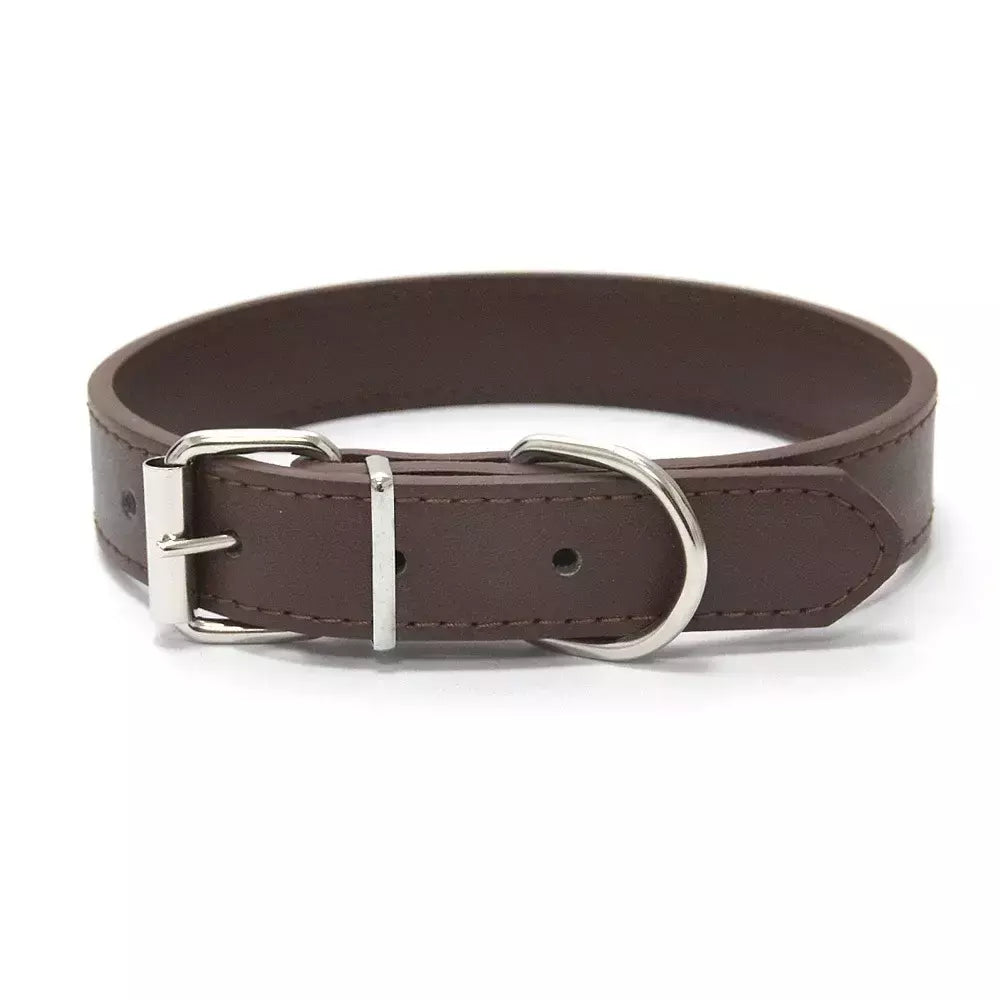 Coleira de couro para cachorro, cor sólida, ajustável, gato, filhote de cachorro, alça de pescoço, adequada para cães médios e pequenos, suprimentos para animais de estimação