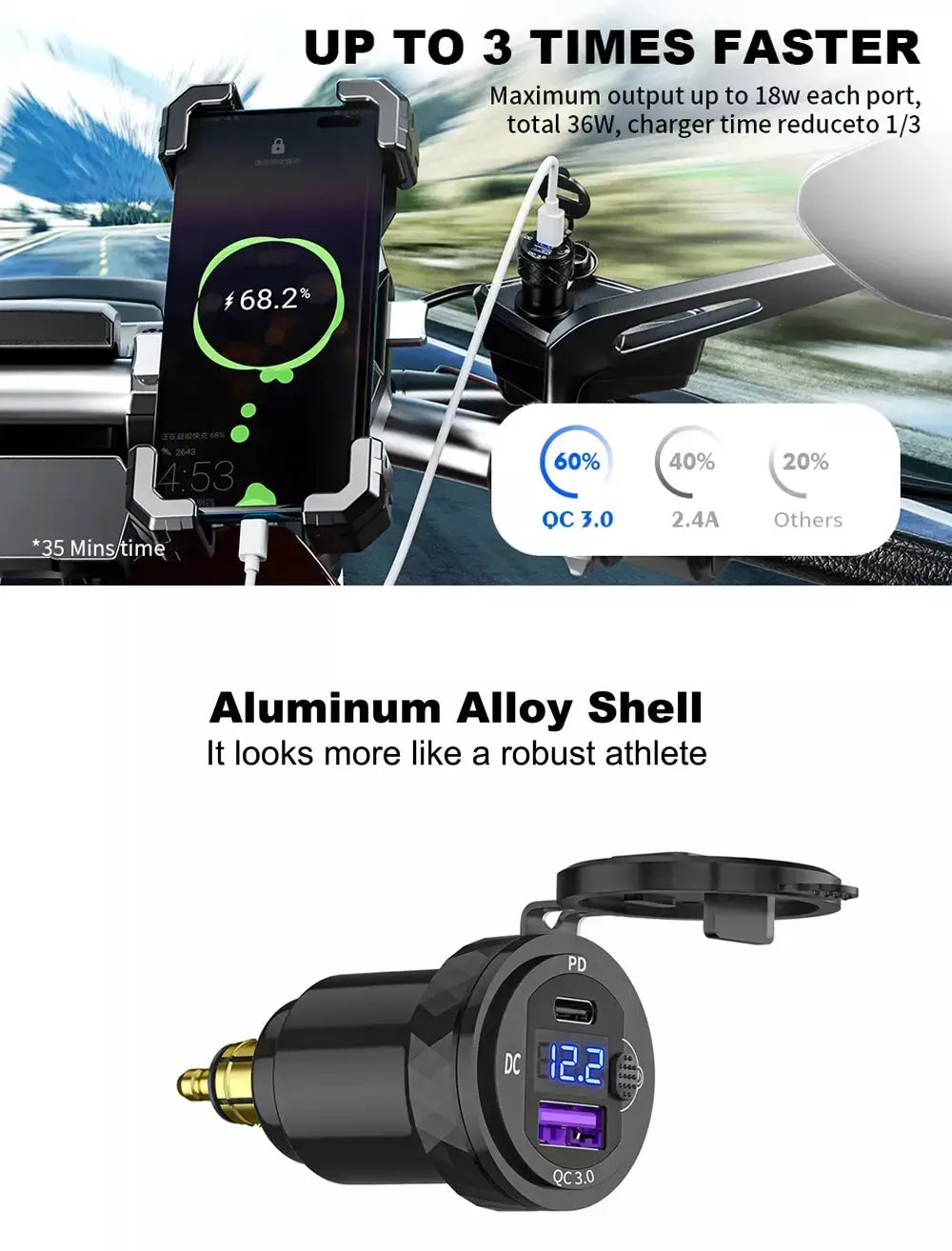 30w qc3.0 usb tipo c pd carregador rápido adaptador de alimentação hella din tomada para bmw r1250 1300gs para ducati para triumph motocicleta