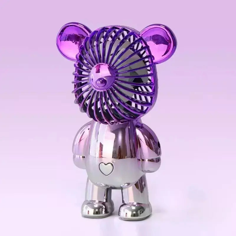 2024 galvanoplastia mudança gradual urso ventilador mini cor graffiti ventilador portátil de carregamento usb pequeno ventilador refrigeração ventiladores elétricos