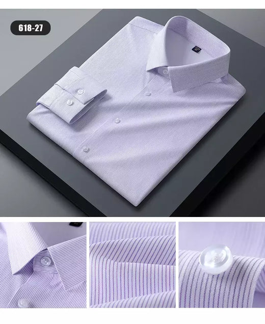 Camisas sem costura de alta qualidade masculina, manga longa, fina, casual, luxo