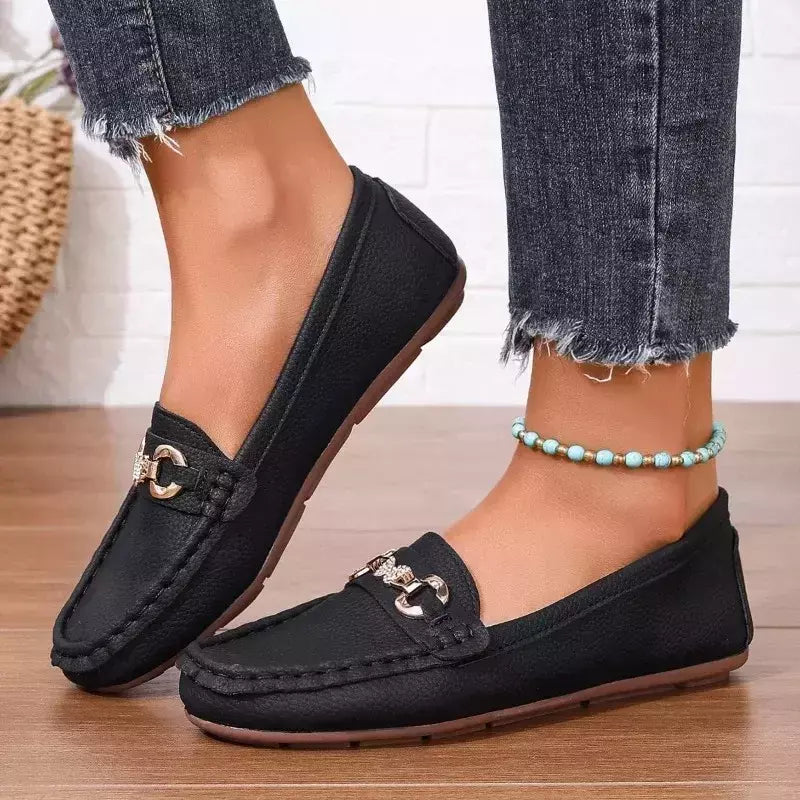 Mocassins casuais e confortáveis para mulheres, deslizamento em apartamentos, dedo do pé redondo, sola sólida, sapatos femininos, novo, outono, 2022, 2024