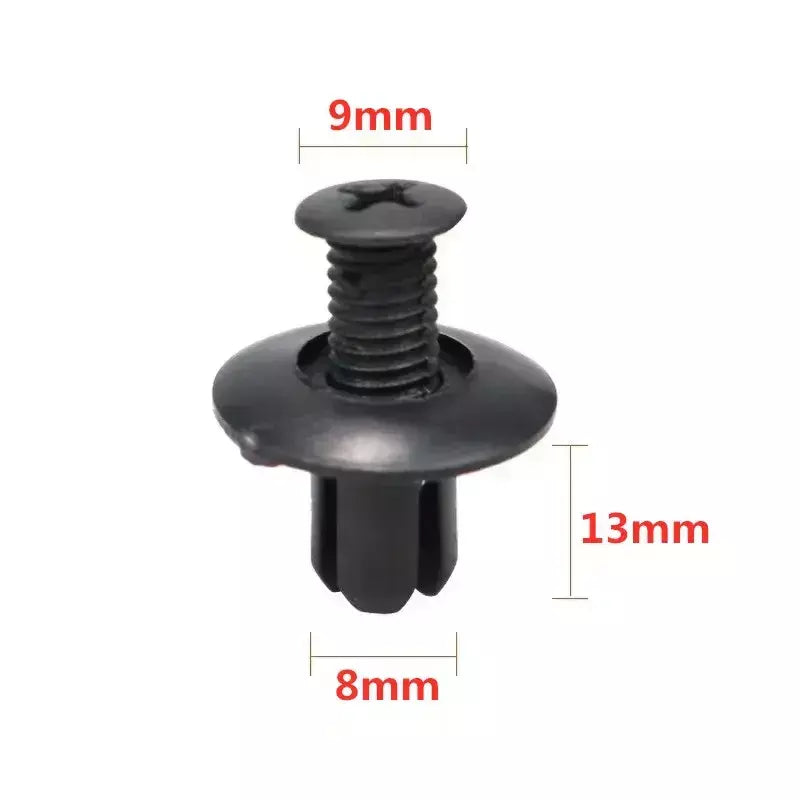 5/100 pçs 8mm rebites de plástico fixadores parafuso pára-choque do carro preto rebite clipes fixadores do carro para toyota focus kia nissan yamaha