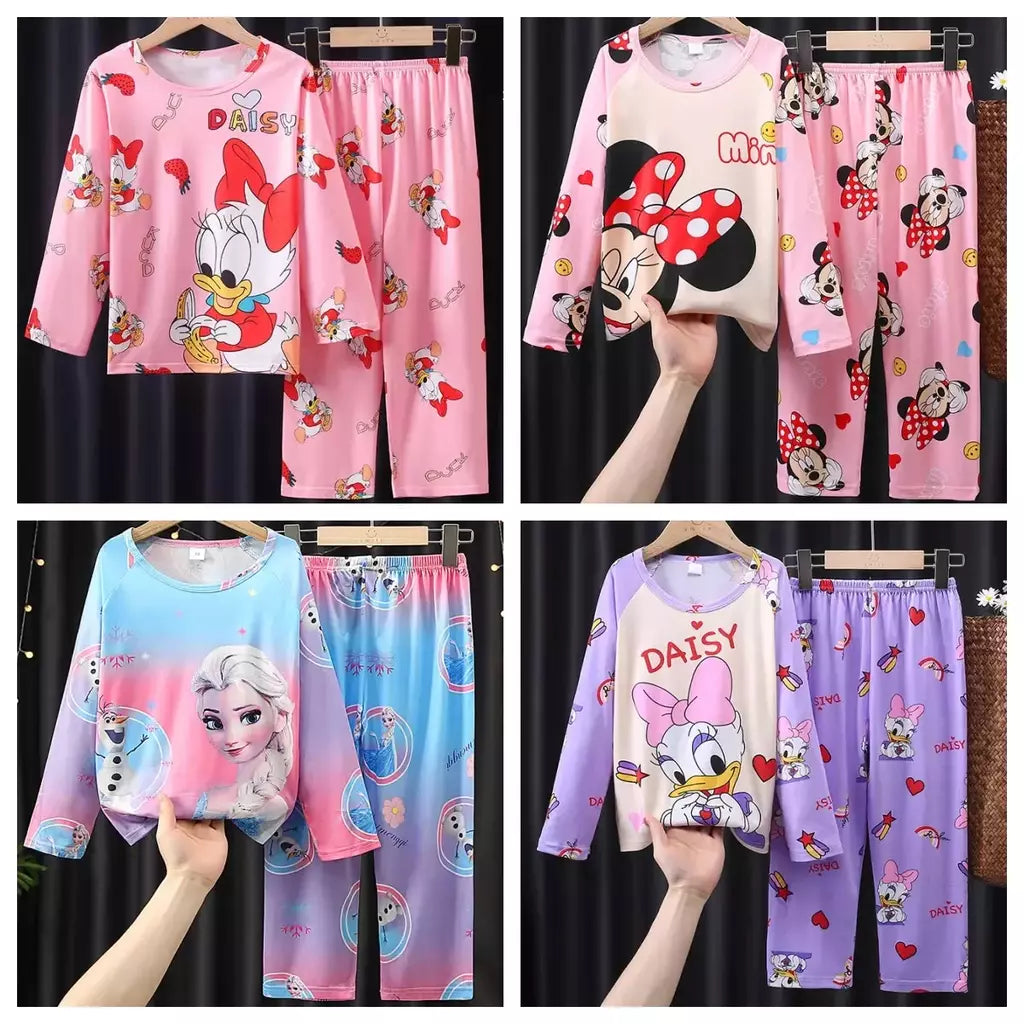 Crianças Minnie Elsa Duck Pijamas dos desenhos animados, roupas infantis para casa, conjuntos para meninos e meninas, terno de viagem, casual, novo, 2 peças por conjunto