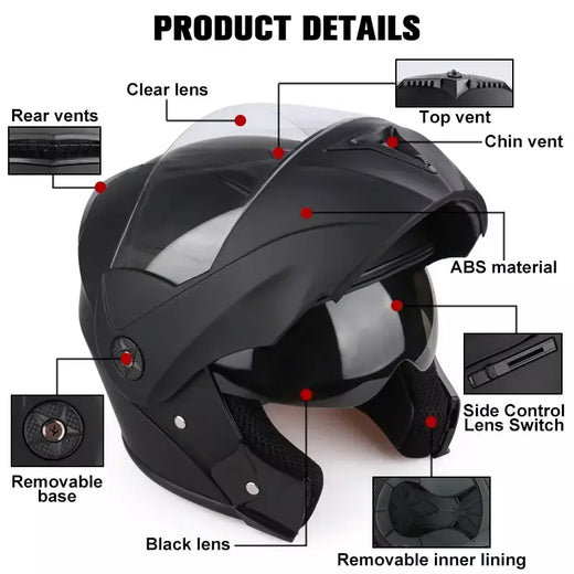 Unisex Capacete com viseira, lente dupla, seção transversal, segurança, modular, flip, capacete, certificação DOT, Uchoose