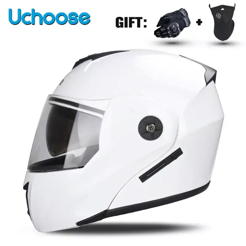 Unisex Capacete com viseira, lente dupla, seção transversal, segurança, modular, flip, capacete, certificação DOT, Uchoose