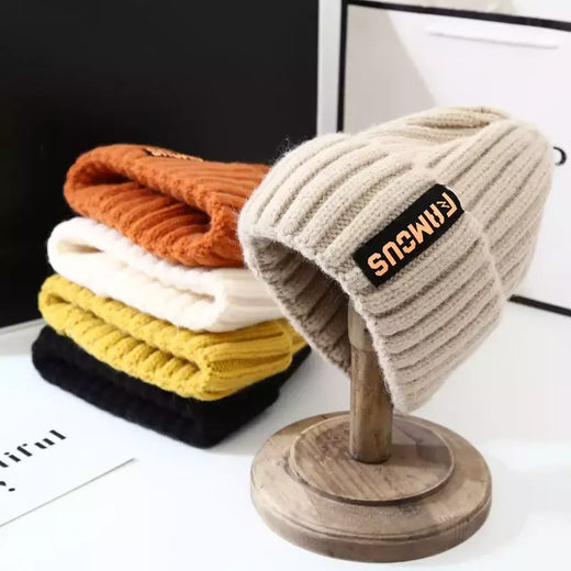 Gorros de tricô unissex para homens e mulheres, monocromático, macio crochê de lã, tampas de inverno quentes
