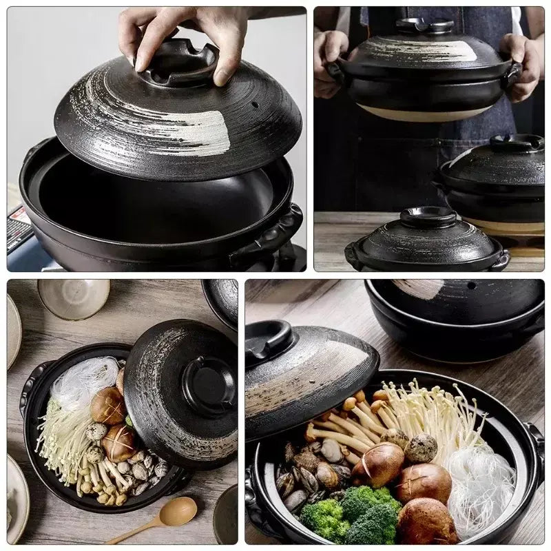 Pote cerâmica argila cozinhar caçarola japonês guisado sopa tampa de terra panelas quentes coreano pot prato pan panelas estoque chinês