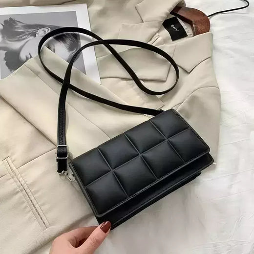 Pequena bolsa de couro PU para mulheres, bolsa crossbody, alça clássica, marca de moda, designer, tendência, feminina