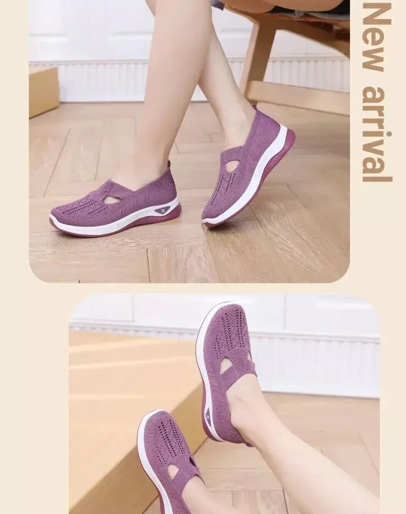 2025 tênis feminino respirável deslizamento em sapatos de caminhada malha baixa superior das mulheres sapatos vulcanizados sola macia sapatos femininos leves