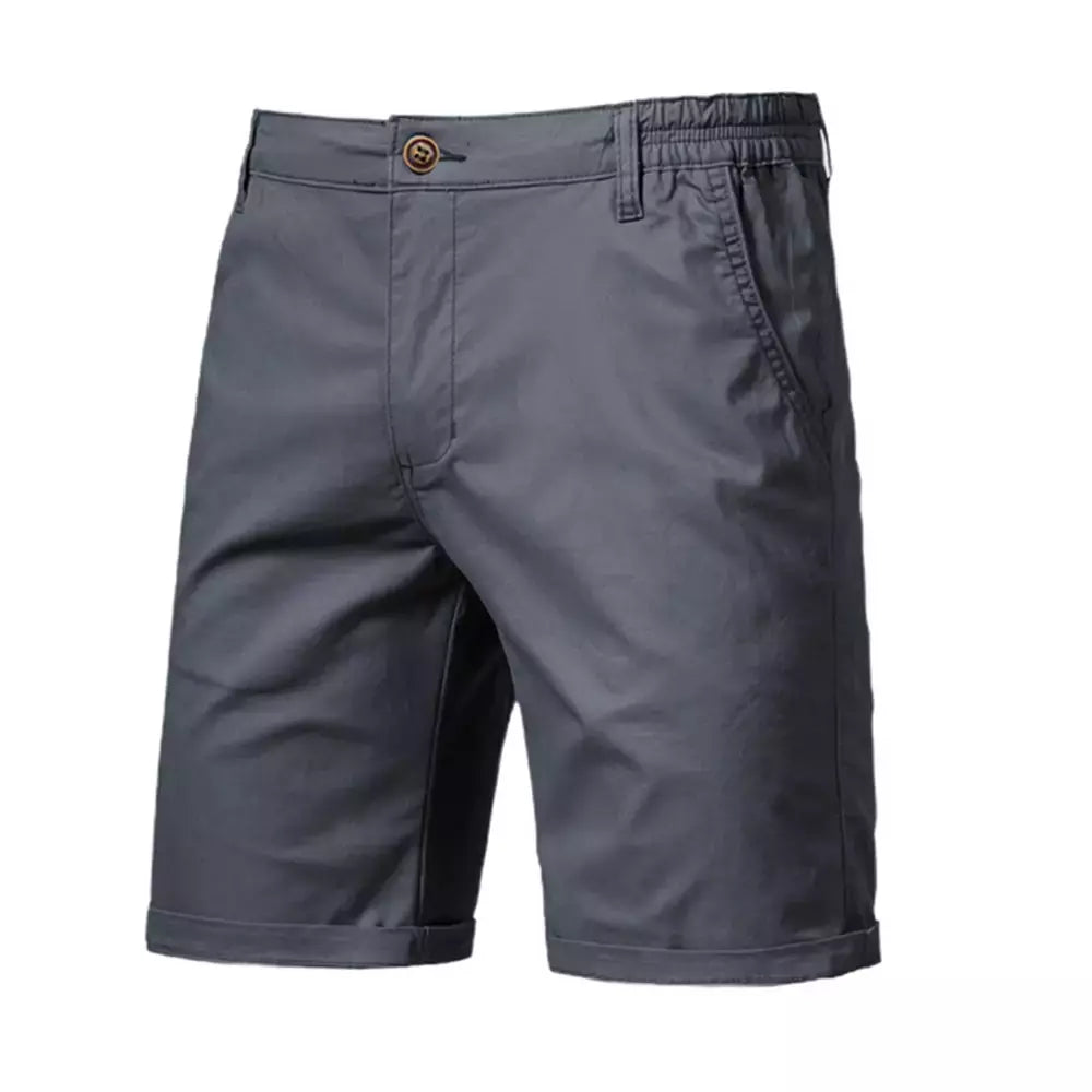 Calça curta de cintura elástica masculina, 100% algodão, monocromática, casual, de negócios, social, alta qualidade, nova, verão 2022