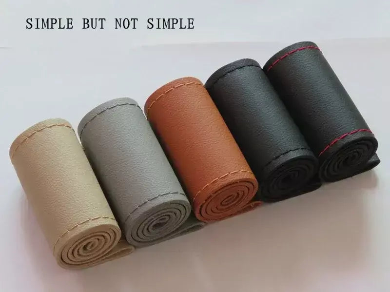 Soft Fiber Couro Volante Cobre, Trança Universal, Volante de Carro com Agulhas e Rosca, Acessórios Interiores, DIY, 1Pc