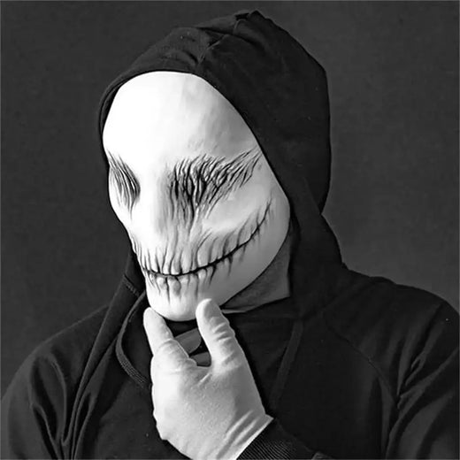 Máscara de demônio de material de látex, máscara de festa de dramatização de halloween, sorriso fino, cocar de terror, adereços de brincadeira, decoração de festival de halloween