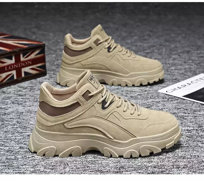 Sapatos de sola grossa masculina, botas de deserto, táticas calorosas, strappy nu, moda ao ar livre, novo, inverno, 2023
