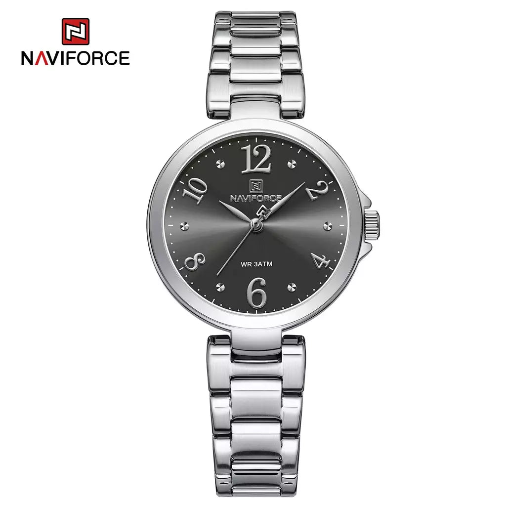 Naviforce relógio de pulso feminino, pulseira de aço inoxidável, impermeável, quartzo, romântico, marca superior, 2023