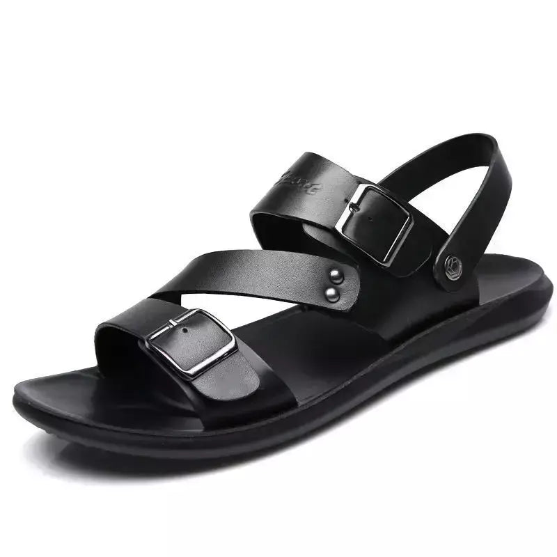 Moda Confortável Sandálias Masculinas Cor Sólida Open Toe Mens Sandálias De Couro 2023 Novos Chinelos De Praia para Calçado De Couro Masculino