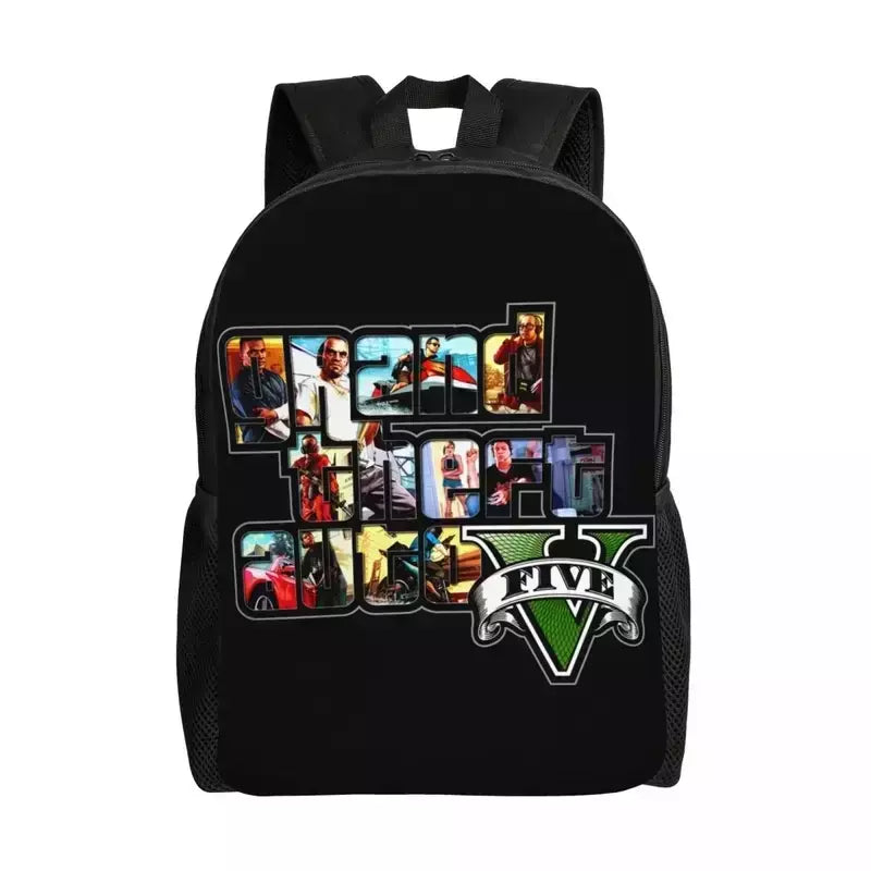 Jogo de aventura Grand Theft Auto Mochila de Viagem para Homens e Mulheres, Mochila Escolar para Laptop, Mochila Estudantil Universitária GTA