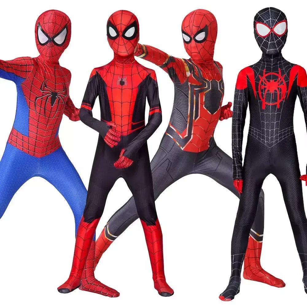 Crianças super-herói spiderman cosplay traje homem de ferro pantera negra zentai macacão bodysuit trajes de festa de halloween para meninos meninas