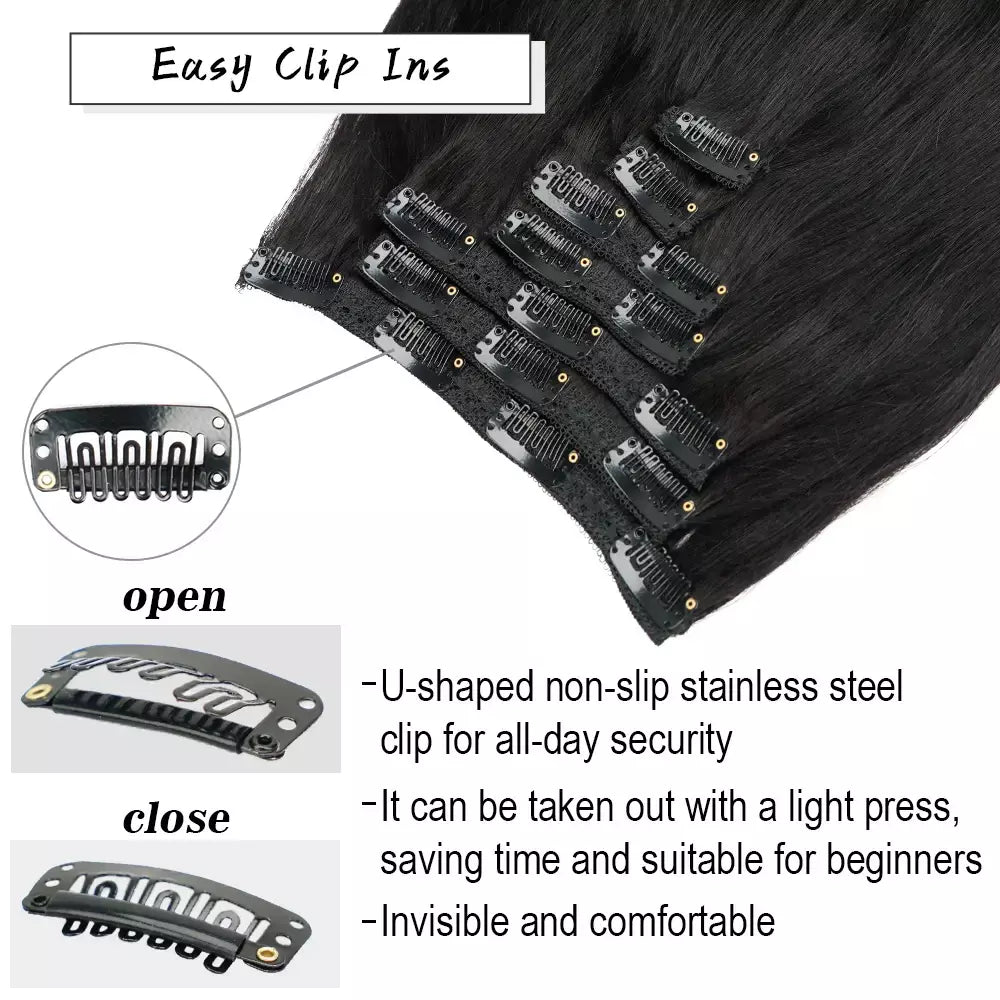 Doreen 160g 200g 240g série de volume máquina brasileira remy clipe reto em extensões de cabelo humano cabeça cheia 10 pçs 16 a 24 Polegada