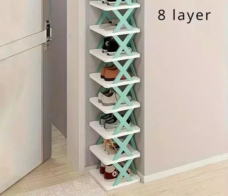 Sapateira dobrável e destacável de várias camadas, plástico, espaço familiar, adequado para quartos do corredor, 1pc