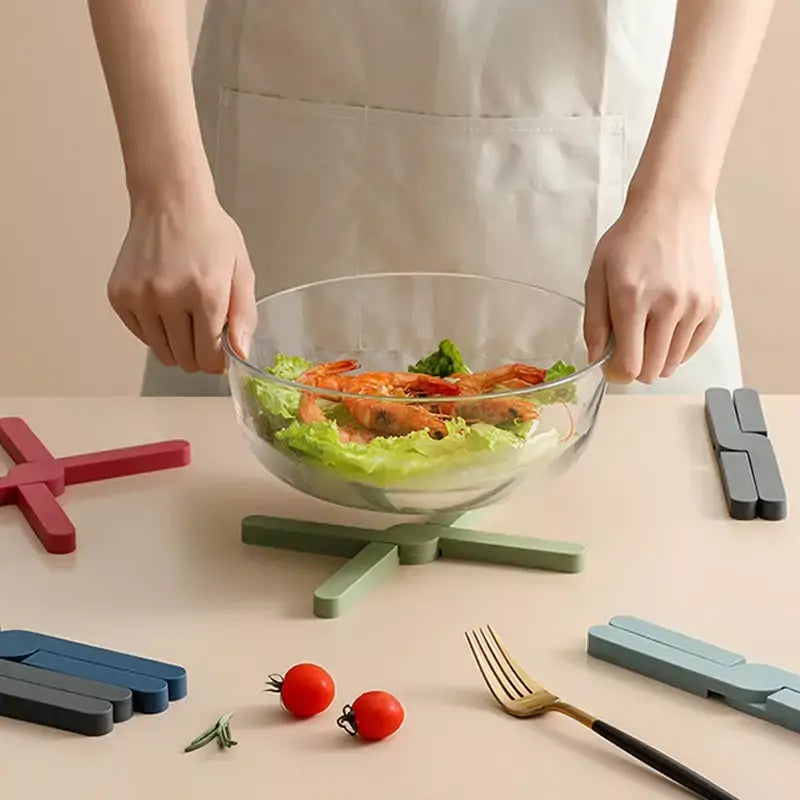 Silicone x em forma de almofada resistente ao calor dobrável antiderrapante pote pan esteira mesa placemat prato cruz titular coaster cozinha