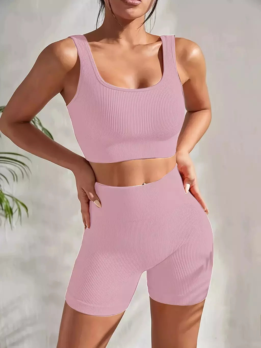 Terno de Yoga Esportivo de Secagem Rápida para Mulheres, Fitness Wear, Rosqueado, Shorts Apertados, Roupas de Treino Apertadas, Pêssego, Clássico