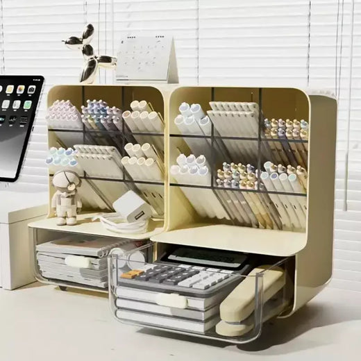 Suporte de caneta multicamadas, organizadores de grande capacidade, inserção inclinada, organizador de mesa, caixa de armazenamento, acessórios, material escolar de escritório