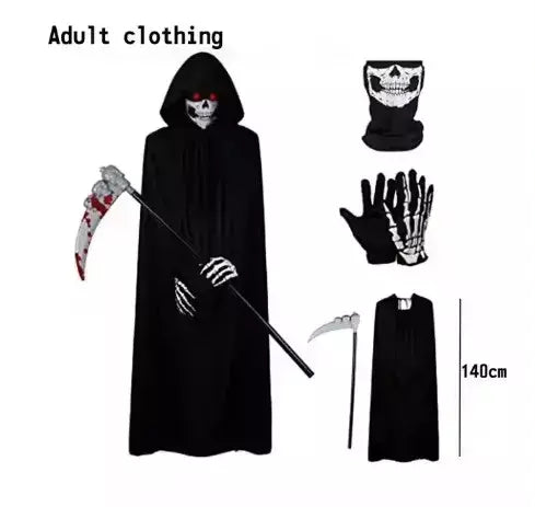 Fantasia de Cosplay de Halloween para Crianças e Adultos, Esqueleto Durável, Robe Fantasma, 2025