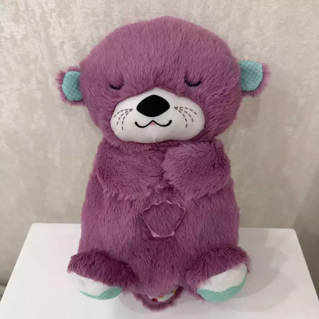 Baby Breath Bear Calmante Otter Plush Toy, Criança Calmante Música, Companheiro do sono, Som e Luz, Presentes de boneca